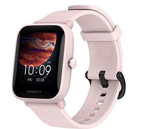 Amazfit Bip U Pro Smartwatch Reloj Inteligente con GPS Incorporado 60+ Modos Deportivos 5 ATM Fitness Tracker Oxígeno en Sangre Frecuencia cardíaca Monitor de sueño 1.43 Pantalla táctil Rosa