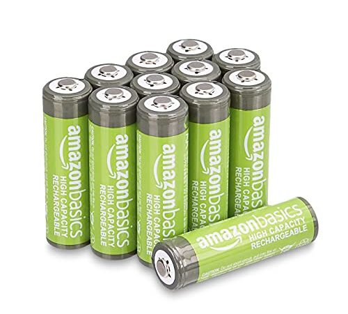 Amazon Basics - Pilas AA recargables de alta capacidad, 2400 mAh (paquete de 12), precargadas