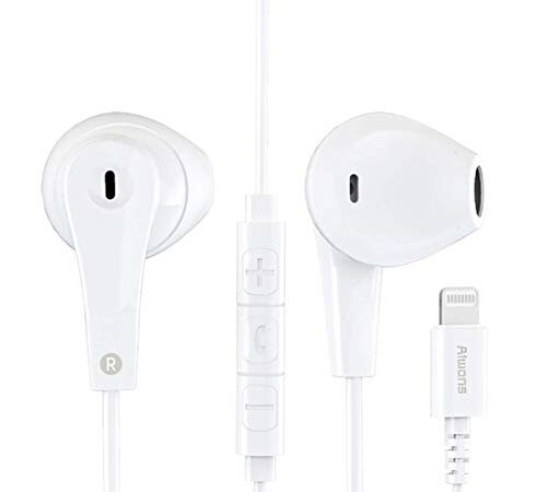 Auriculares para iPhone,Auriculares Conector Par emergente Auriculares Aislamiento Auriculares Soporte Control de Volumen de Llamadas,Compatible con iPhone 11/XS/X/XR Soporta Todo el Sistema iOS