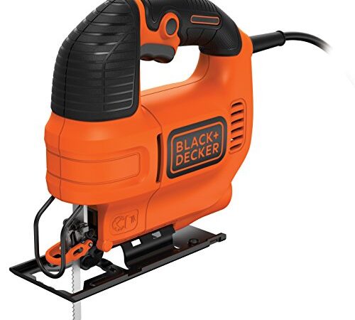 BLACK+DECKER KS701E Sierra de calar 520W con velocidad variable Corte bisel 0 45º Diseño ergonómico compacto y ligero, Color Negro