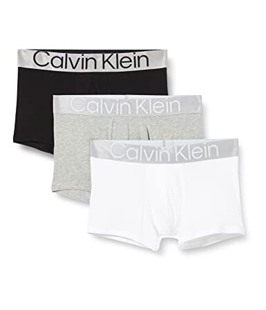 Calvin Klein 3 Pack Trunks-Steel Cotton Bóxers, Black/White/Grey Heather, S (Pack de 3) para Hombre