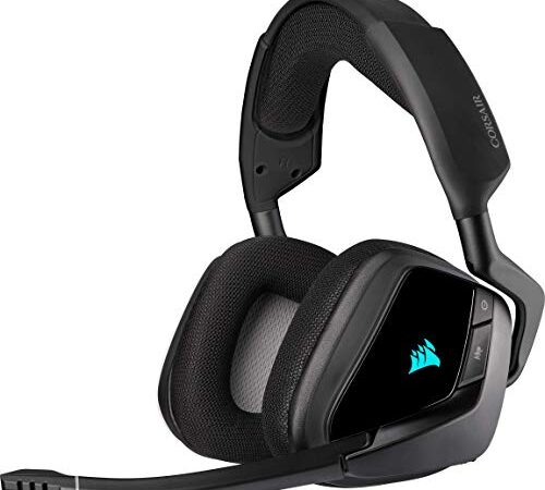 Corsair VOID ELITE RGB Wireless Auriculares para Juegos (7.1 Sonido envolvente, Inalámbrico de 2.4 GHz de baja latencia, 12 m de alcance, Personalizable Iluminación, Compatible con PC, PS4) Negro