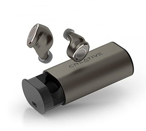 Creative Outlier Pro Auriculares in-Ear True Wireless Bluetooth 5.2 IPX5 a Prueba de Sudor, ANC híbrido, Modo Ambiente, Carga inalámbrica, Batería 60 h