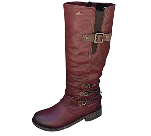 Dasongff Botas altas para mujer con tacón largo, sexy, planas, de invierno, impermeables, informales, por encima de la rodilla, cómodas botas de vaquero, botas de trabajo para caballeros.