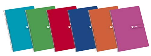 Enri, Cuadernos A5, Cuadrícula 4x4 Tapa Dura, 80 Hojas. Pack 5 Libretas, Colores Aleatorios