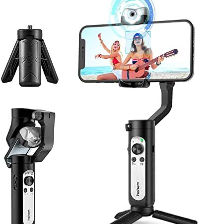 Estabilizador para Móvil a 3 Ejes, Hohem iSteady V2 Gimbal con Sensor de Visión AI Exclusivo,Control Gestual Remoto/App Multifuncional/Fotografía LED Ajustable/Batería de Emergencia/Portátil Gimbal