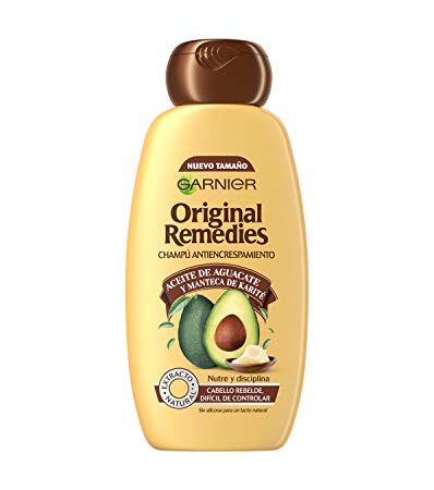 Garnier Original Remedies - Champú con Aceite de Aguacate y Manteca de Karité para Pelo Rebelde y Escrespado - 300 ml