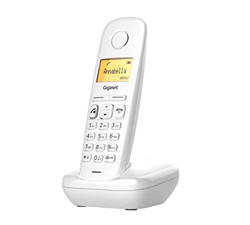 Gigaset A270 - Teléfono inalámbrico para casa, con función de manos libres, gran pantalla iluminada, agenda 80 contactos, teclado fácil de usar, color blanco