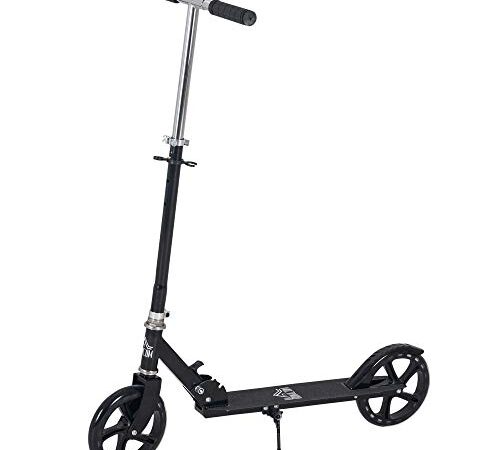 HOMCOM Patinete Plegable para Niños de 7-14 Años Scooter Infantil Manillar Ajustable en Altura de 4 Niveles con Freno 88x37x75-100 cm Negro