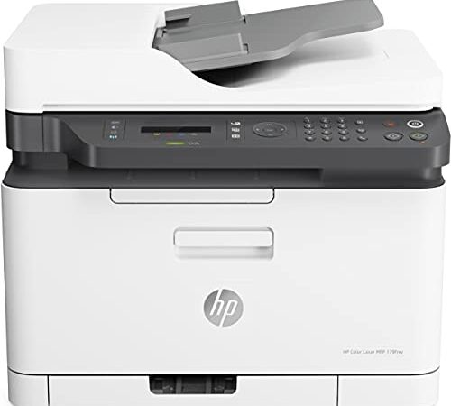 HP Color Laser MFP 179fnw 4ZB97A, Impresora Láser Color Multifunción, Imprime, Escanea, Copia y Fax, Wi-Fi, Ethernet, USB 2.0 alta velocidad, HP Smart App, Panel de Control LCD, Blanca