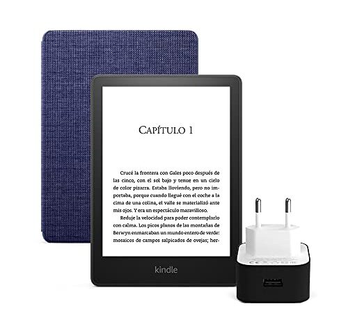 Kindle Paperwhite Essentials Bundle con Kindle Paperwhite (8 GB, sin publicidad), Funda de Tela de Amazon y Cargador Amazon PowerFast (9 W)