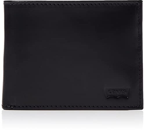 Levi's Casual Classics Hunte Cuña Bifold-Batwing, Accesorio de Viaje-Billetera Plegable para Hombre, Black Normal, UN