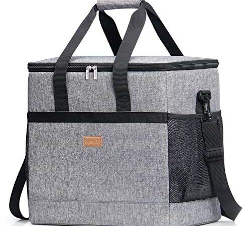 Lifewit 40L Nevera Portatil Grande Bolsa Térmica Porta Alimentos Bolsa Isotermica con Correa Ajustable Bolso para Picnics, Fiestas, Camping, Gris