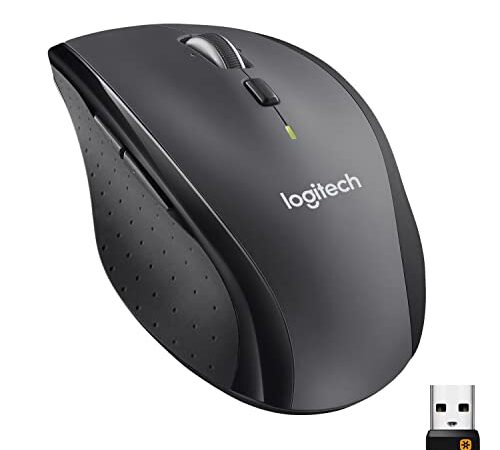 Logitech M705 Marathon Ratón inalámbrico, Receptor Unificador USB de 2,4 GHz, 1000 DPI, 5 Botones Programables, Batería de 3 años, Compatible con PC, Mac, Portátil, Chromebook - Negro