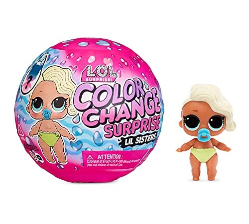 LOL Surprise Color Change Muñecas Lil Sisters con 5 sorpresas, Divertidos Efectos de Cambio de Color en Agua Helada y Zccesorios. Muñecas Coleccionables para Niños a Partir de 3 años