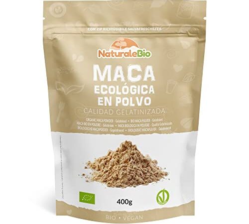 Maca Andina Ecológica en Polvo 400g. Organic Maca Powder Gelatinized. Peruana, Bio y Pura, viene de raíz de Maca Organica - Gelatinizada - NaturaleBio