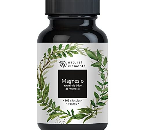 Magnesio – 365 cápsulas – 667 mg de óxido de magnesio, de los cuales 400 mg de magnesio por cápsula – Probado en laboratorio, alta dosificación, vegano