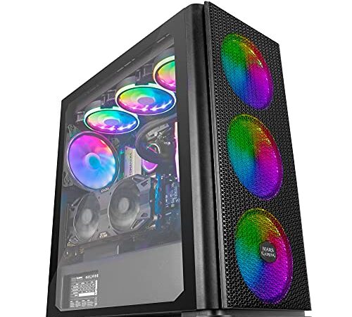 MARSGAMING MCPRO Negro, Caja PC Gaming XL E-ATX, Cristal Templado, 4x Ventilador RGB 14cm