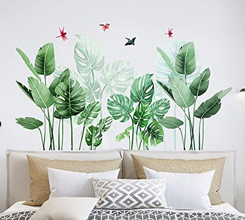 OOTSR Pegatinas de Pared Planta Tropicales, Vinilos de Pared Decorativos Hojas Verde, Murales Adhesivos y Pegatinas de Pared para Sala Habitación Dormitorio Vinilos Pared Decorativos