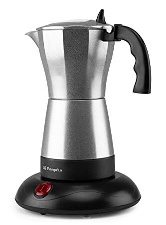 Orbegozo KFE 660 - Cafetera italiana, 3-6 tazas (300 ml), apagado automático, base de tacto frío, café caliente durante 30 minutos, 480 W