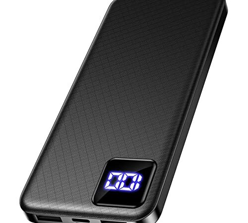 Power Bank 10000mAh, Bateria Externa, Cargador Portatil con Pantalla LED Digital 2 Salidas & 2 Entradas Compatible con iPhone Samsung Huawei Xiaomi Oneplus.