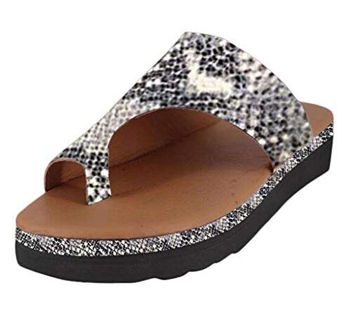 Sandalias Mujer Verano 2022 cáñamo Fondo Grueso Sandalias Punta Abierta Cuero Fondo Plano Zapatos Bohemias Romanas Hebilla Zapatillas Gris 35-43 riou