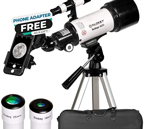 Telescopio Astronómico Portátil y Potente 16x-120x, Fácil de Montar y Usar, Ideal para Niños y Adultos Principiantes. Incluye Manual en Español, Adaptador Móvil, Funda, Trípode, 2 Oculares, Lente 3X…