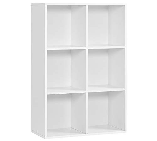 VASAGLE Librería Estantería Biblioteca con 6 Compartimentos 65,5 x 30,5 x 97,5 cm Blanco LBC203D, blanco