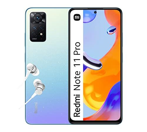 Xiaomi Redmi Note 11 Pro - Smartphone de 6+128GB, Pantalla de 6.67” 120Hz FHD+ AMOLED, Cuádruple Cámara de 108MP+8MP+2MP+2MP AI, 5000mAh, Star Blue (Versión ES + 3 años de garantía)