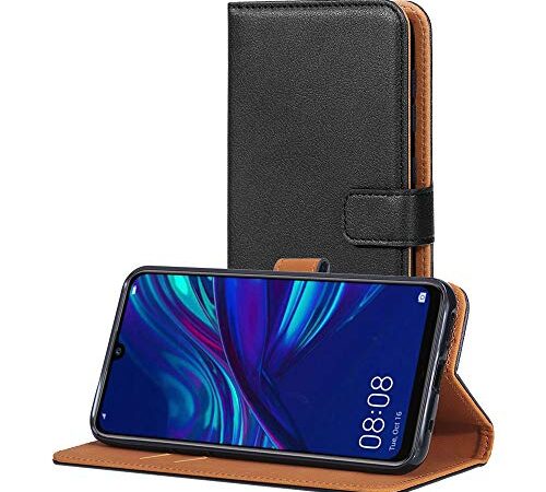 AICEK Funda Compatible Huawei P Smart 2019, Cuero PU Funda para Huawei P Smart 2019 Libro Carcasa Case Cierre Magnético Ranuras para Tarjetas Negro (6,21 Pulgadas)