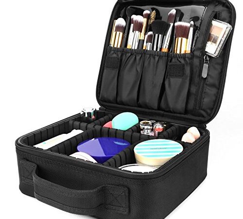 AMASAVA Bolsa de Maquillaje,cosmético para Maquillaje,Bolsa de Almacenamiento,con divisiones extraíbles,26.5 * 11.5 * 23.5 cm, Negro