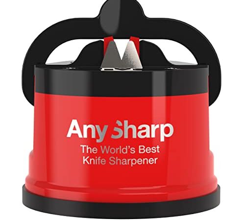 AnySharp Afilador de Cuchillos con Ventosa, Rojo