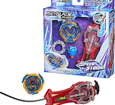 Beyblade Burst Surge Speedstorm Spark Power Set - Juego de batalla con lanzador de chispas y juguete de combate de giro derecho