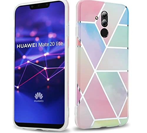 Cadorabo Funda para Huawei Mate 20 Lite en Mármol arcoíris no.11 - Cubierta Proteccíon de Silicona TPU en Motivo Mosaico - Gel Case Cover Carcasa Ligera