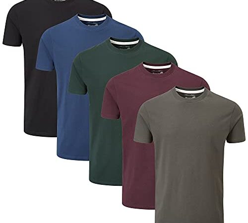 Charles Wilson Paquete 5 Camisetas Cuello Redondo Lisas (Large, Dark Essentials)