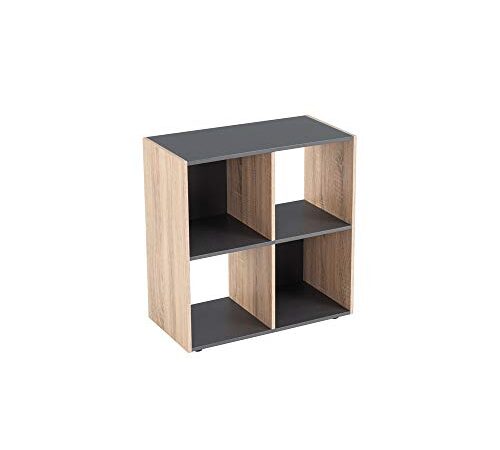 Estantería Cubo de Madera MDF Gris y Natural contemporánea, de 60x29x62 cm - LOLAhome