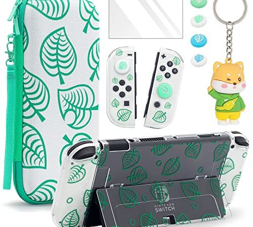 Funda Estuche de Transporte para interruptores para Nintendo Switch OLED, Animal Crossing Estuche de Transporte de Viaje Bolsa de Paquete Kit de Accesorios de protección portátil (Cruce de Animales)