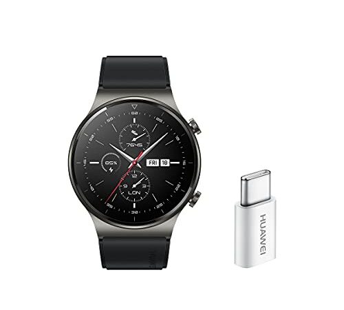 HUAWEI Watch GT 2 Pro - Smartwatchcon Pantalla AMOLED de 1.39" y Adaptador USB-C, hasta Dos semanas de batería, Negro, 46 mm