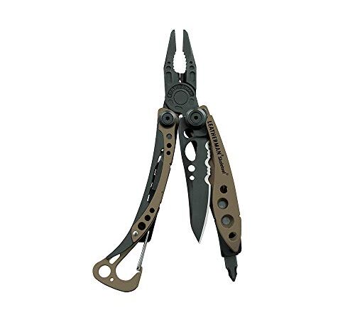 Leatherman Skeletool - Herramienta multiusos resistente con 7 herramientas esenciales incluyendo un abridor de botellas, para aventuras al aire libre hecha en los EE.UU., en marrón coyote