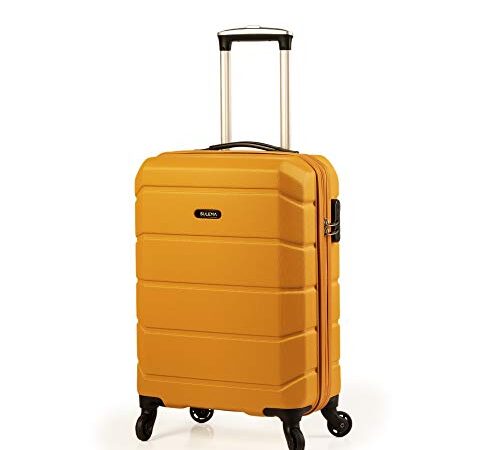 Maletas de Cabina 55x40x20 Tamaño Máximo Ryanair/Maleta pequeña Viaje rigida en ABS Trolley Equipaje de Mano Ligera con 4 Ruedas giratorias Sulema (Mostaza)