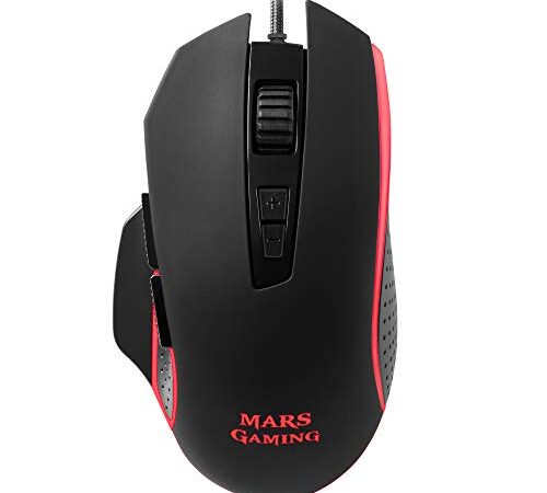 MARSGAMING MM018 - Ratón PC, 4800DPI, RGB Breathing, 8 Botones programables, Color Negro