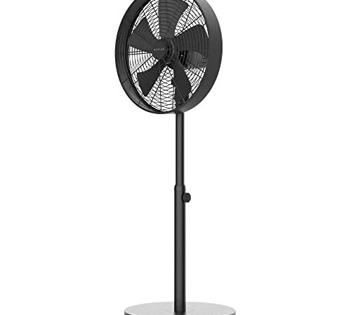 Newlux - Ventilador de Pie W1250 Smart 5 Aspas de ø40cm, 3 Velocidades y Motor de Cobre. Ventilador de Pedestal con Oscilación 90º, Inclinación 80º y Altura Regulable Hasta 125cm (Negro)