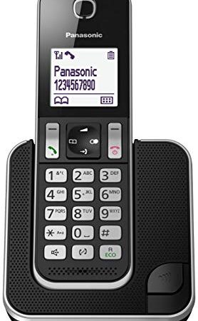 Panasonic KX-TGD310 - Teléfono fijo inalámbrico(LCD, identificador de llamadas, agenda de 120 números, bloqueo de llamada, modo ECO, reducción de ruido), Negro, TGD31 Solo