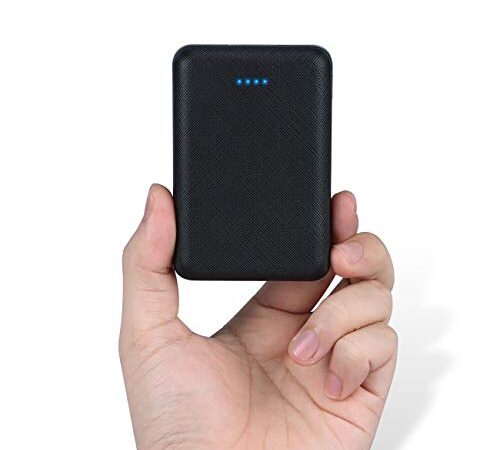 POSUGEAR PowerBank 10000mAh, Bateria Externa Movil, Cargador Portatil Mini, con 2 USB Salidas 5V (2.1A + 1A), Compatible con iPhone, Samsung, Huawei, iPad, etc (Negro)