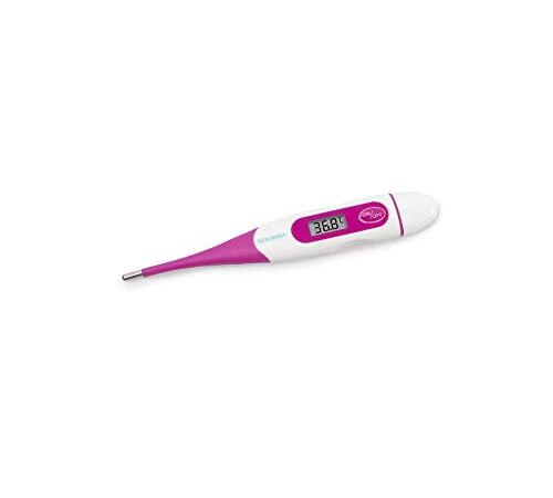 SOLMIRA Termómetro Digital Fucsia, Alta Precisión, a Prueba de Agua, Medición Axilar, Rectal u Oral, Apto para Bebes, Niños y Adultos