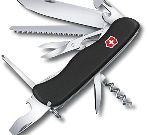 Victorinox Outrider Navaja con 14 funciones, incluyendo tijeras y destornillador Phillips, de color negro