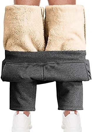 Yutdeng Pantalones Invierno para Hombre Pantalón de Forro Polar Extra Cálido Pantalones Casuales Deportivos Pants con Cremallera y Bolsillos Jogger Pantalones de Cintura Alta Grueso Cozy