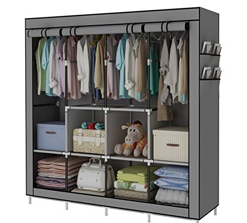 ACCSTORE Organizador para Guardar Ropa con Armario Portátil con 4 Pistas Colgantes,Gris