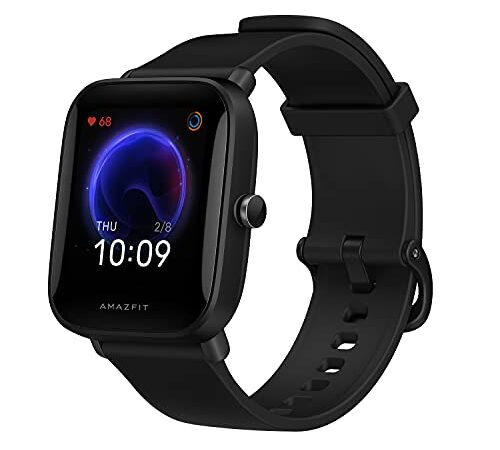 Amazfit Bip U Smartwatch Fitness Reloj Inteligente 60+ Modos Deportivos 1.43" Pantalla táctil a Color Grande 5 ATM (SpO2) Oxígeno en Sangre Frecuencia Cardíaca Negro