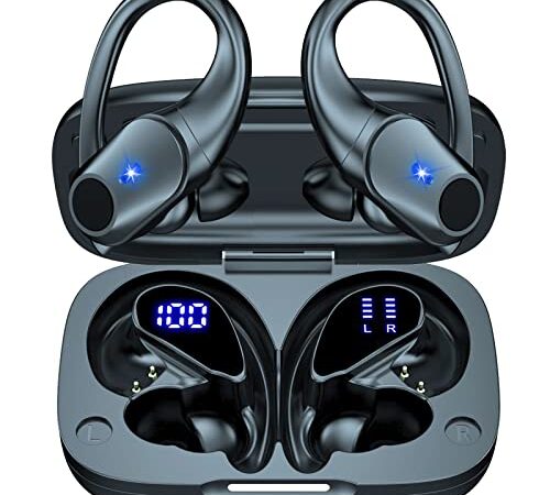 Auriculares Inalambricos Deportivos,Auriculares Bluetooth 5.1 HiFi Estéreo con Micrófono,Cascos Inalambricos Cancelación de Ruido,IPX7 Impermeable,48Hrs de Reproducción